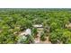 Overhead view of house, pool, and additional structure, all set within a dense forest landscape at 2221 Oak Hill Dr, Deland, FL 32720