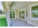 Relaxing covered patio offers great backyard views and access through sliding glass doors at 2894 Hardy Ave, New Smyrna Beach, FL 32168