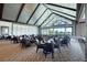 Bright dining area with vaulted ceilings, large windows, and neatly arranged tables and chairs at 438 Harbour Town Ln, Ormond Beach, FL 32174