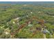 Aerial view of wooded property line, featuring pool, trees, and lush greenery at 712 S Timberlane Dr, New Smyrna Beach, FL 32168
