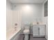 A full bath featuring a tub, shower and vanity sink at 712 S Timberlane Dr, New Smyrna Beach, FL 32168