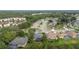 Aerial shot of a residential area with neat landscaping, and a blend of single-Gathering homes with screened patios at 723 Oakwater Ln, Port Orange, FL 32128