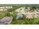 Aerial view of a residential neighborhood featuring well-maintained lawns and lush green trees on an overcast day at 723 Oakwater Ln, Port Orange, FL 32128