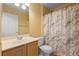 Bathroom featuring a vanity, toilet, and shower with an elegant patterned curtain at 809 Brightview Dr, Lake Mary, FL 32746