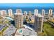 Stunning aerial view of beachfront condo buildings and the sparkling ocean at 1 Oceans West Blvd # 2A1, Daytona Beach, FL 32118