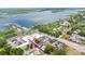 Overhead view of the property with an arrow highlighting its location near water at 104 N Park Pl, Edgewater, FL 32132