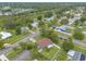 Aerial shot of a neighborhood with lush greenery, showcasing houses with pools at 1166 Tracy Dr, Port Orange, FL 32129