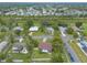 Aerial view of a neighborhood near conservation area, showcasing home with screened patio at 1166 Tracy Dr, Port Orange, FL 32129