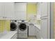 Laundry room features yellow accents, sink, and washer/dryer at 1324 Dovercourt Ln, Ormond Beach, FL 32174
