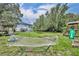 Large backyard with hammock, play set and lush trees offering plenty of room to roam at 1398 5Th Ave, Deland, FL 32724
