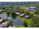 Scenic aerial view of the home by a lake, surrounded by lush greenery, offering a tranquil and picturesque setting at 152 Sweetgum Ln, Port Orange, FL 32129