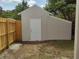 A storage shed is located in the backyard at 1821 Talmadge St, Deland, FL 32724