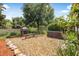 Cozy backyard features a fire pit area with seating, perfect for outdoor relaxation and entertaining at 2412 Regency Park Dr, Deland, FL 32724