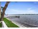 Expansive waterfront view from condo balcony, featuring a fishing pier and dock at 2711 N Halifax Ave # 264, Daytona Beach, FL 32118