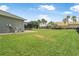 Large backyard featuring a well-maintained lawn and a black fence at 2948 Bella Flore Ter, New Smyrna Beach, FL 32168