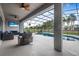 Relaxing screened-in lanai features a sparkling pool, comfortable seating, and scenic golf course views at 2948 Bella Flore Ter, New Smyrna Beach, FL 32168
