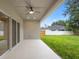 Covered outdoor patio with ceiling fan, recessed lighting, and view of the backyard at 349 Baker Ave, Lake Helen, FL 32744