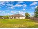 Spacious backyard with a well-maintained lawn and wood fence, perfect for outdoor activities and privacy at 6 Laurel Pass Ct, Ocala, FL 34480