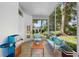 Relaxing screened porch with comfortable seating and views of the lush backyard at 802 Royal Oak Ct, Deland, FL 32724