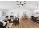 Spacious living area boasts vaulted ceilings, hardwood floors, and modern decor at 185 Brookside Dr, Port Orange, FL 32128