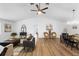 Spacious living area boasts vaulted ceilings, hardwood floors, and modern decor at 185 Brookside Dr, Port Orange, FL 32128
