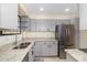 Updated kitchen featuring granite countertops, stainless steel appliances, and gray cabinets at 1935 Conway Rd # A4, Orlando, FL 32812