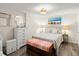 Comfortable bedroom with ample lighting and a colorful beach decor at 2833 S Atlantic Ave, Daytona Beach, FL 32118