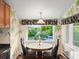 Charming breakfast nook with decorative wallpaper and a view of lush landscaping at 2833 S Atlantic Ave, Daytona Beach, FL 32118