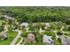 Aerial view of a residential neighborhood featuring well-maintained homes, mature trees, and green spaces at 33 Coquina Ridge Way, Ormond Beach, FL 32174