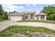 Single-story home featuring an attached garage, circular driveway, and well-maintained lawn at 570 Cypress Ave, Orange City, FL 32763