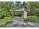 Carport featuring a slanted roof, storage room, concrete floors and chair and storage space at 910 Braddock Rd, Enterprise, FL 32725