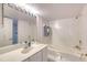 Inviting bathroom featuring vanity, mirror and combination tub and shower at 1 John Anderson Dr # 3170, Ormond Beach, FL 32176