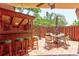 Private brick patio features a built in Tiki bar and table with seating, ideal for relaxing at 122 Cedar Dunes Dr, New Smyrna Beach, FL 32169