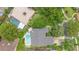 Overhead view showcases a beautiful neighborhood with mature trees and a well-maintained property with a private pool at 1261 Burning Tree Ln, Winter Park, FL 32792