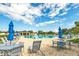 Expansive community pool with lounge chairs and umbrellas, perfect for relaxation and socializing at 136 Columbia Dr, Kissimmee, FL 34759
