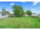 Expansive backyard with lush green grass, mature trees, and wooden shed at 1612 W Grant St, Orlando, FL 32805