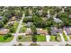 An aerial view of a residential area with lush greenery, well-manicured lawns, and mature trees at 204 Rio Pinar Dr, Ormond Beach, FL 32174
