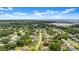 Overhead view of a cozy residential area, with lush green trees, serene river, and distant cityscape at 2633 Yale Rd, South Daytona, FL 32119
