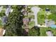 Aerial view of a well-maintained home nestled in a peaceful neighborhood with mature trees and a cul-de-sac at 270 Sandyhook Ln, Deland, FL 32724