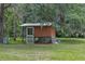 Outdoor chicken coop in the backyard with secure fencing and a sheltered area for raising chickens at 2950 Ragis Rd, Edgewater, FL 32132