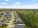 Expansive aerial view of a residential community featuring well-maintained homes, lush trees, and a tranquil lake at 31 Abacus Ave, Ormond Beach, FL 32174