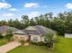 Aerial view of the home features a well-manicured yard, neutral paint, and a two-car garage at 31 Abacus Ave, Ormond Beach, FL 32174