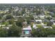Birds eye view of homes in a lush, green neighborhood with many featuring backyard pools at 3117 Pine Tree Dr, Edgewater, FL 32141