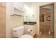 A full bathroom has a toilet, sink, granite countertop, and mirrored medicine cabinet at 3428 Longleaf Rd, Ormond Beach, FL 32174