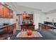 Large kitchen with stainless steel refrigerator and island with dark countertop at 519 Donaldson Dr, Debary, FL 32713