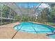 Beautiful screened pool with a curved design and spacious patio area, surrounded by lush greenery for privacy at 519 Donaldson Dr, Debary, FL 32713