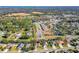 An aerial view shows a home nestled within a well-maintained community, surrounded by trees and landscaping at 727 Grape Ivy Ln, New Smyrna Beach, FL 32168