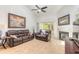 Comfortable living area with a fireplace and sliding glass doors to the backyard at 961 S Lakewood Ter # C, Port Orange, FL 32127