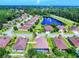 Beautiful aerial view of a lovely neighborhood with a pond and lush landscaping at 112 Tuscany Bend St, Daytona Beach, FL 32117