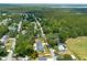 A beautiful aerial view of a well-maintained property surrounded by lush trees, featuring a swimming pool and expansive backyard at 1620 20Th St, Orange City, FL 32763